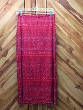 Vintage 1849 Emporium Red Patterned Maxi Skirt Size M